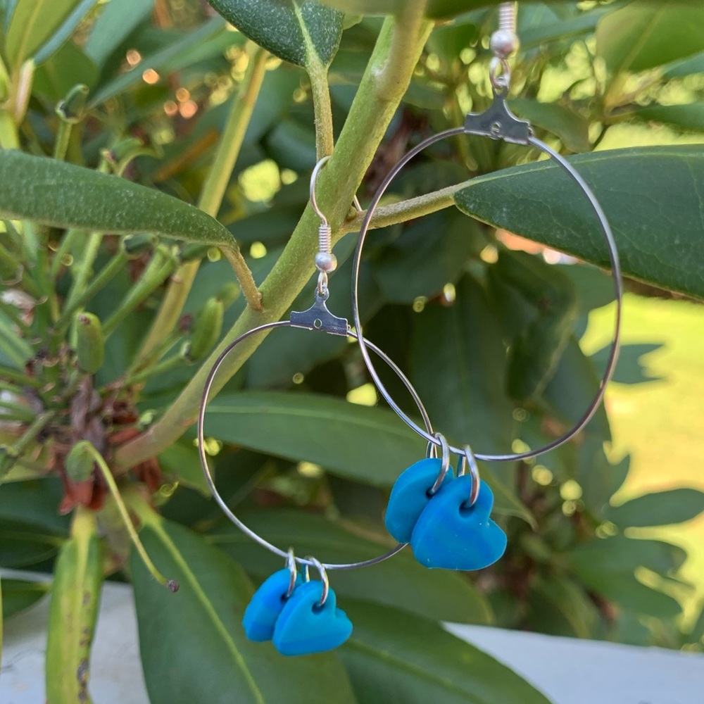 Handmade Polymer Clay Hoop Heart Earrings